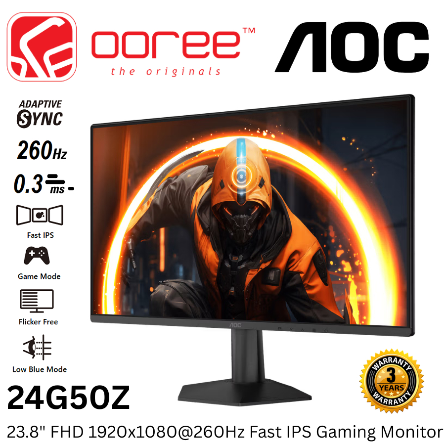 AOC 23.8" 24G50Z / 27" 27G50Z / 27" Q27G42ZE (260Hz) Fast IPS LCD Gaming Monitor (0.3ms, Input: HDMI