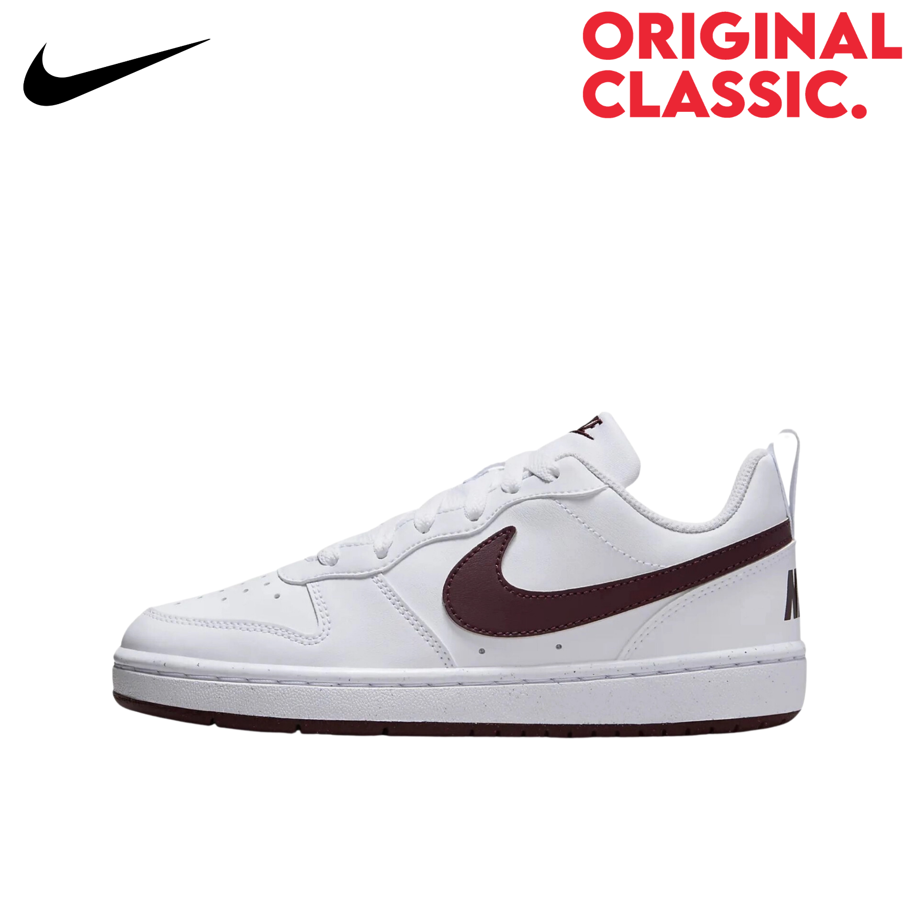 nike white & burgundy court royale 2 low trainers