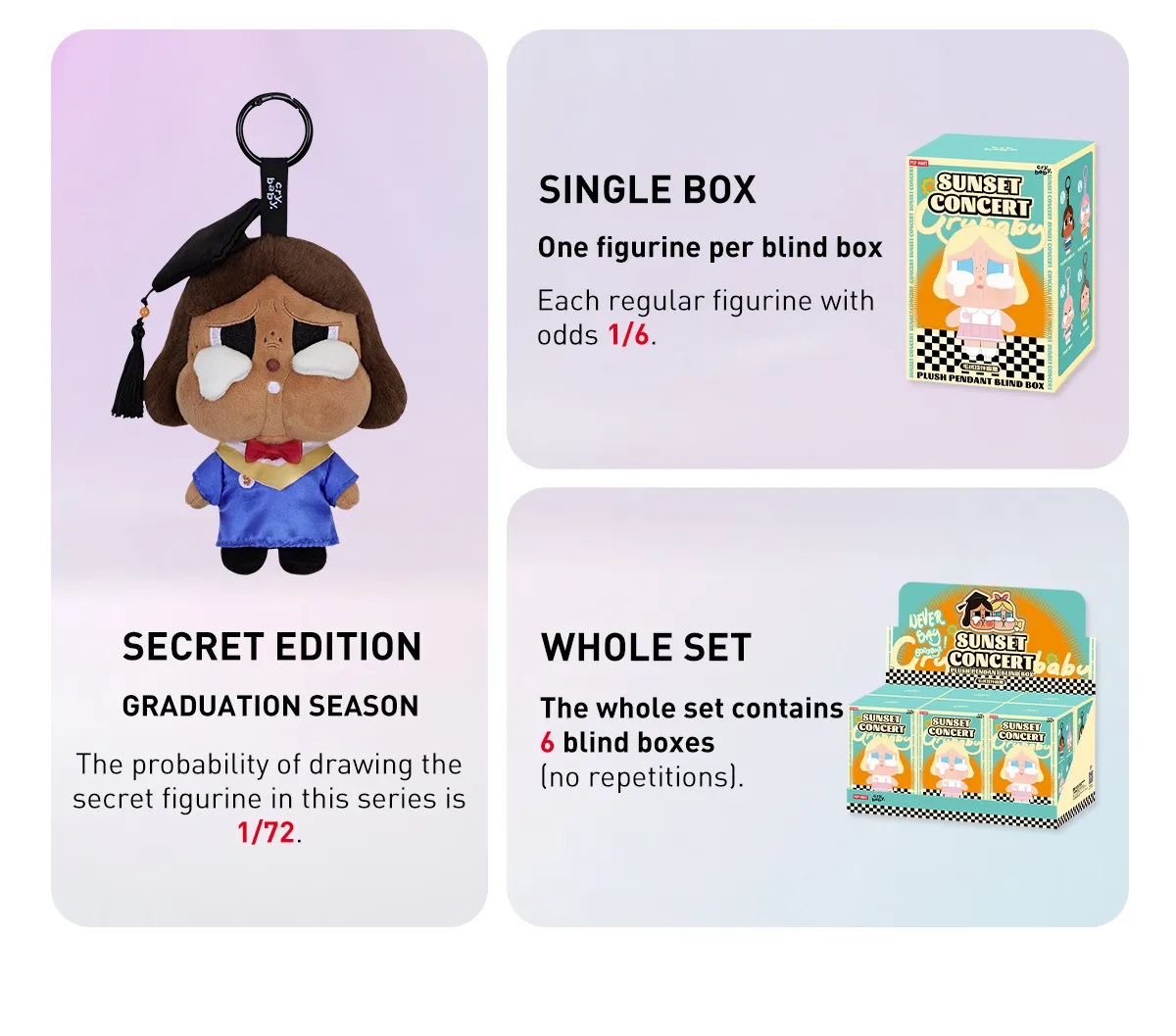 Pop Mart CRYBABY Sunset Concert Series Plush Pendant Blind