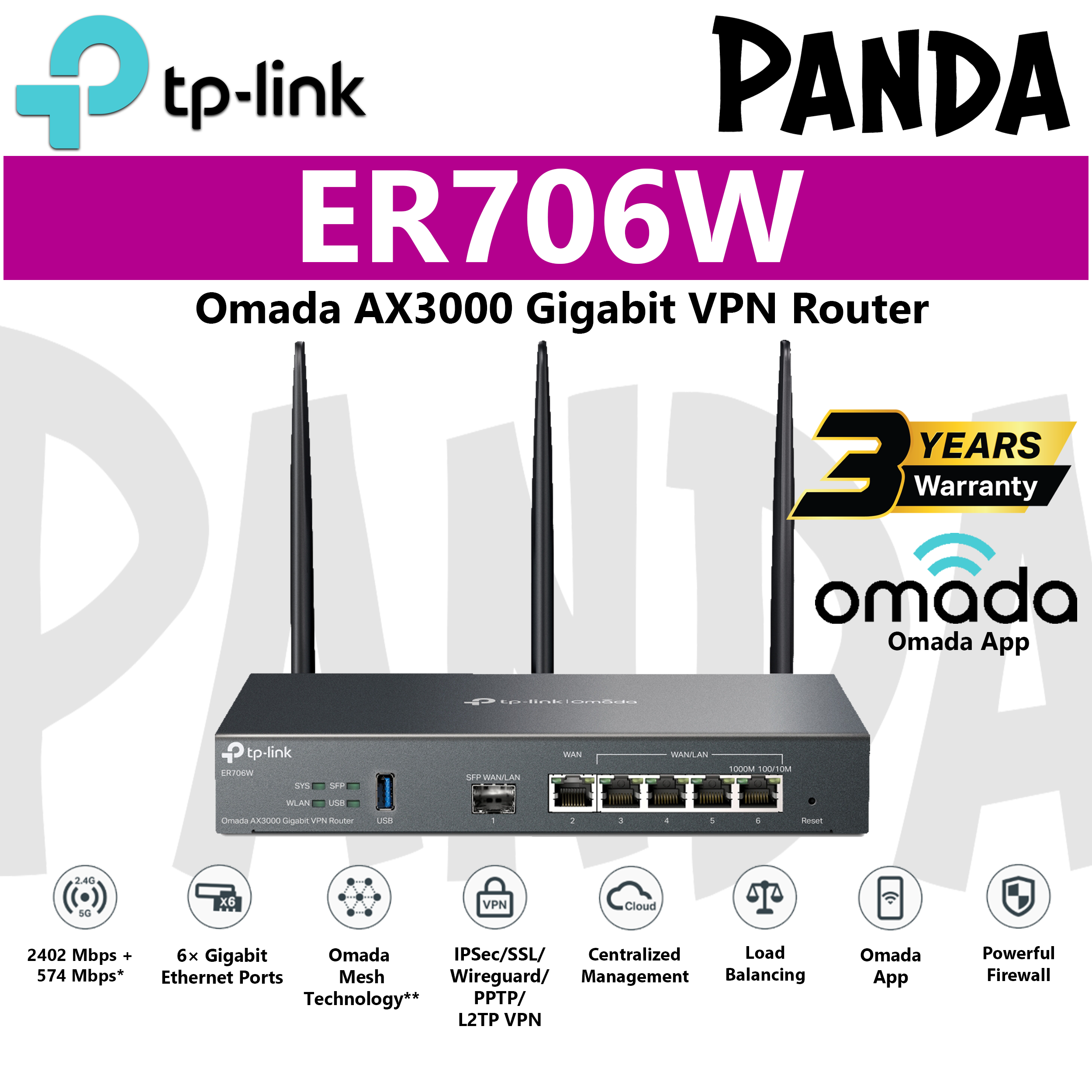 TP-Link Omada AX3000 Gigabit VPN Router (ER706W)