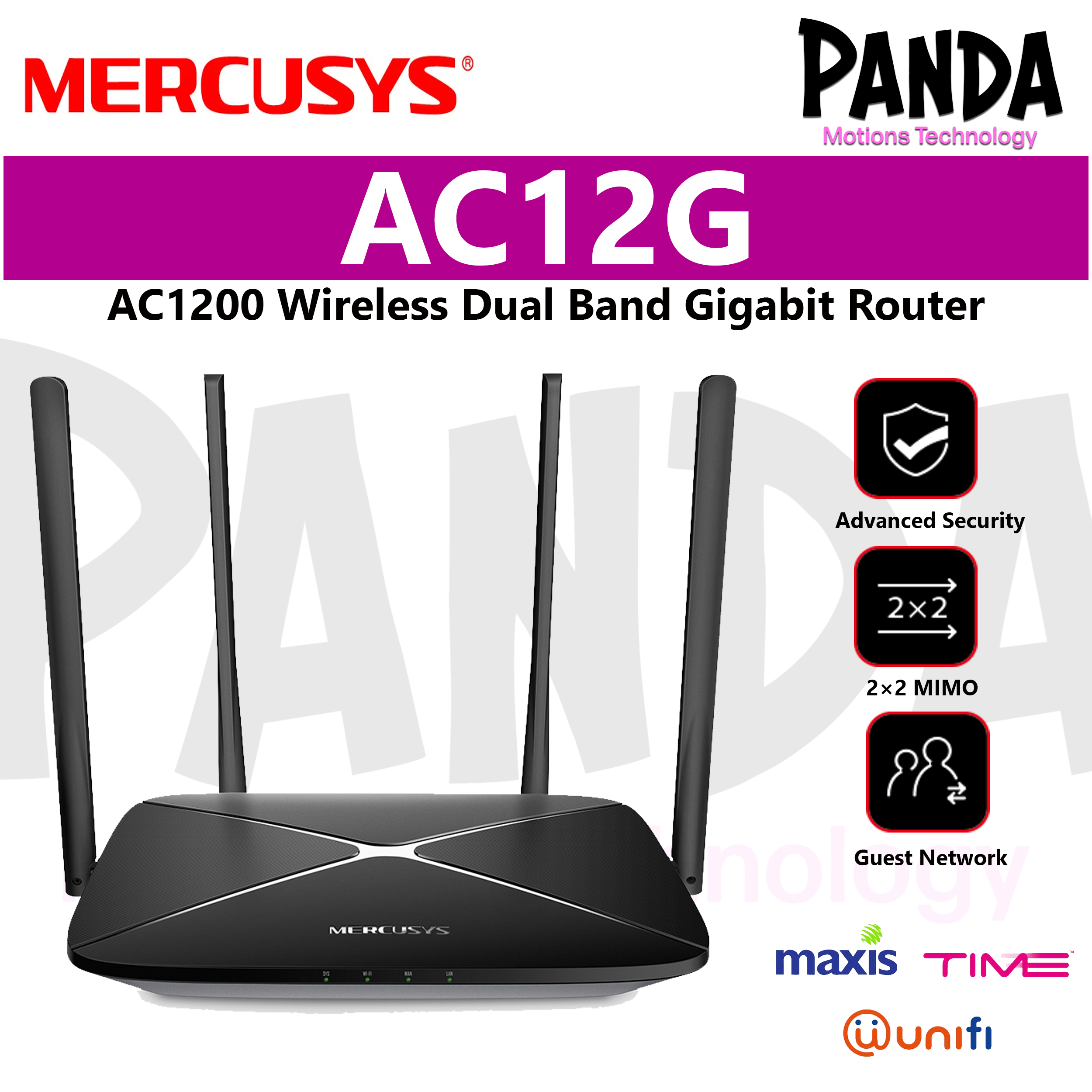 Mercusys AC1200 Wireless Dual Band Gigabit Router (AC12G)