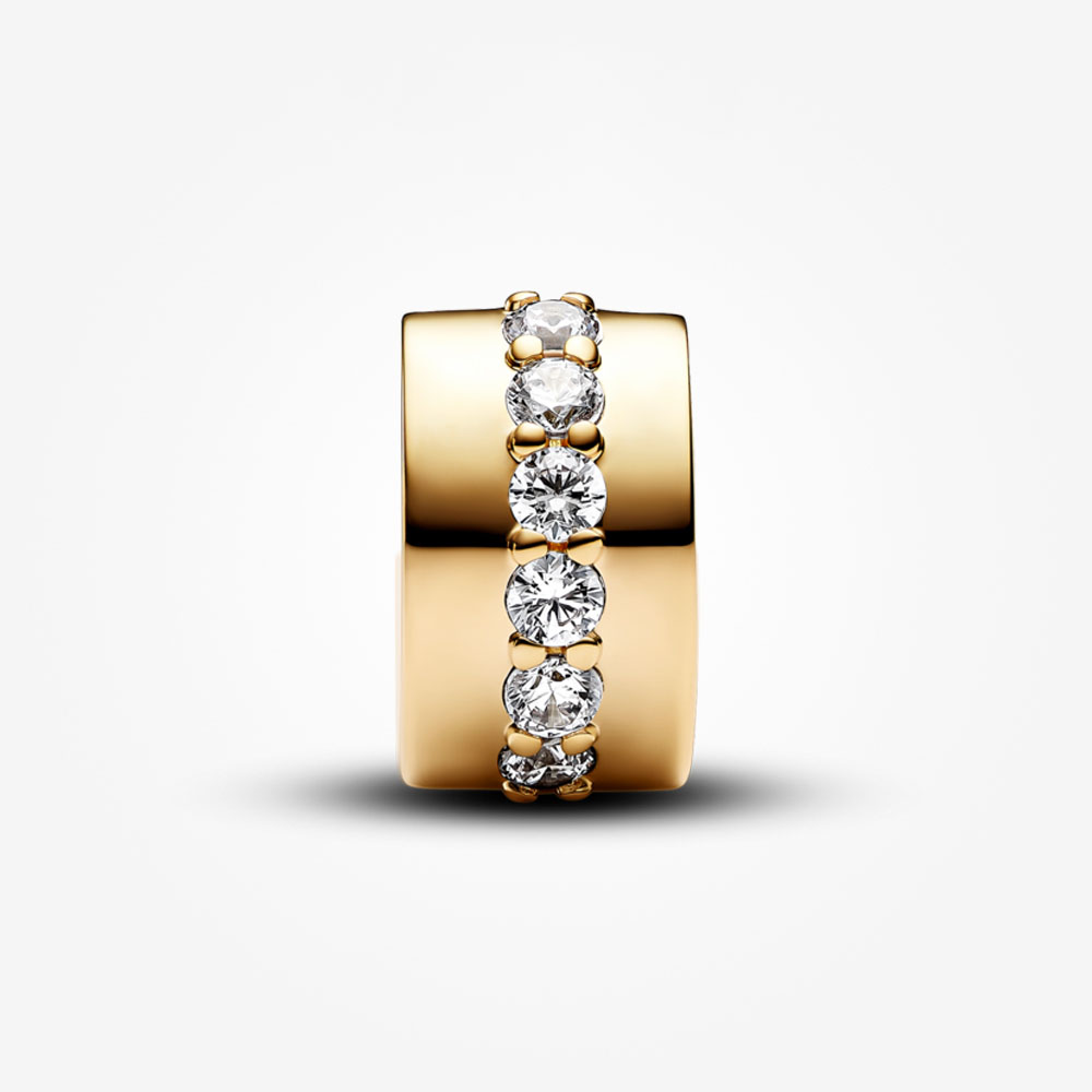Pandora 14k Gold Plated Clear Sparkling Row Clip Charm | Pandora