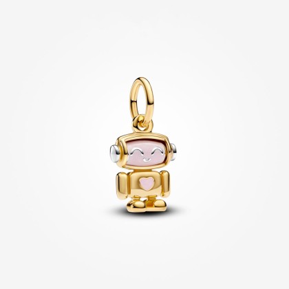 Pandora 14k Gold Plated Spinnable Face Robot Dangle Charm | Pandora ...