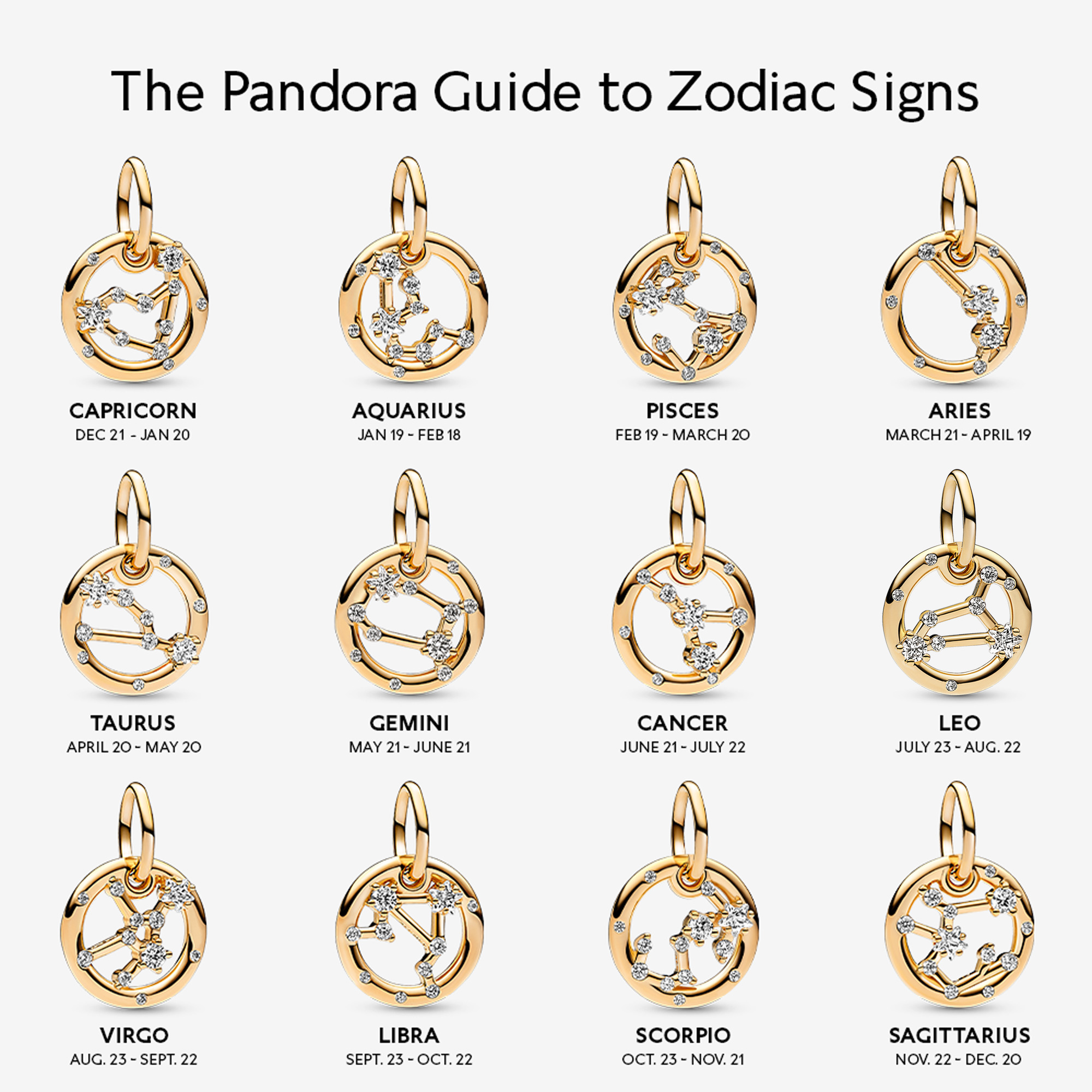 Pandora 14K Gold Plated Zodiac Dangle Charm | Pandora Malaysia