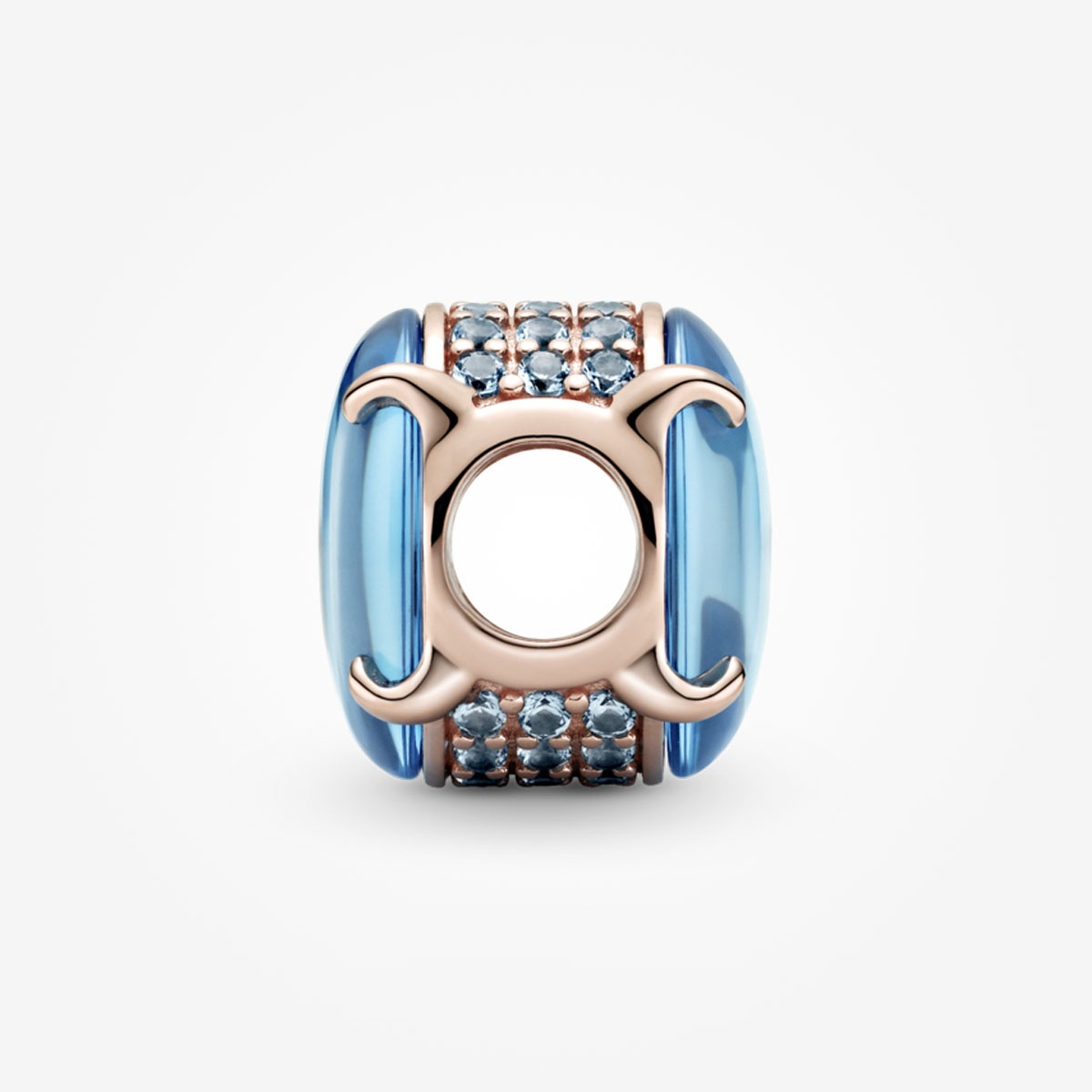 Pandora 14k Rose Gold-Plated Blue Oval Cabochon Charm | Pandora