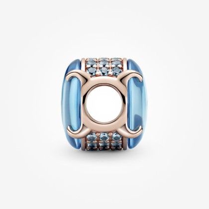 Pandora 14k Rose Gold-Plated Blue Oval Cabochon Charm | Pandora