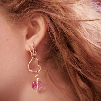 Pandora 14k Rose Gold-Plated Asymmetrical Heart Hoop Earrings