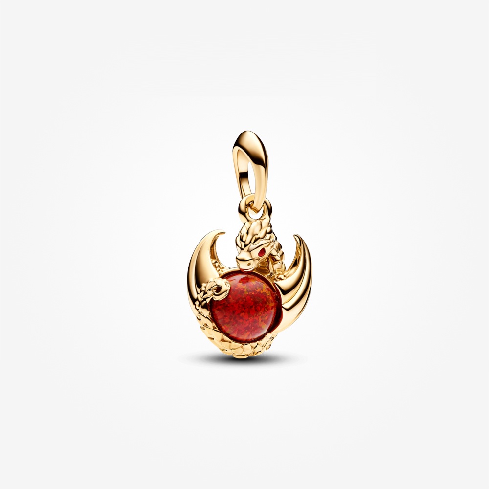 Pandora Game of Thrones 14K Gold Plated Dragon Fire Dangle Charm