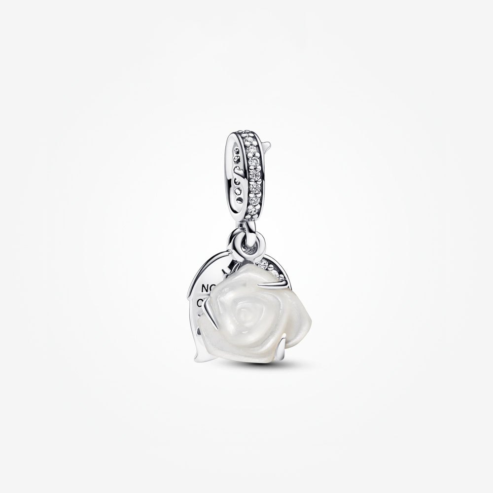 Pandora White Rose in Bloom Double Dangle Charm | Pandora Malaysia