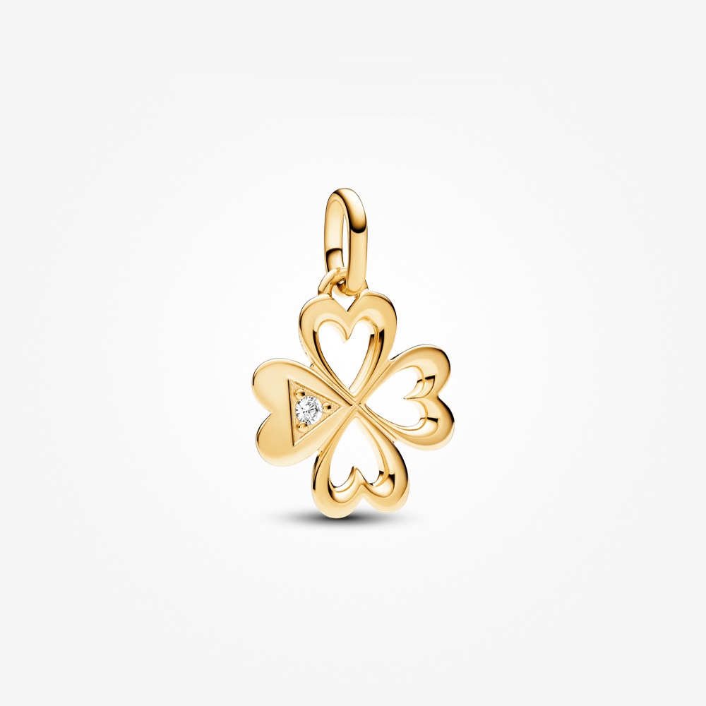 Pandora ME 14K Gold Plated Heart Four-leaf Clover Medallion Charm