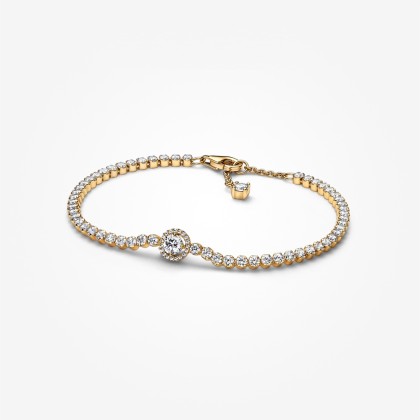 Pandora 14k Gold Plated Sparkling Halo Tennis Bracelet | Pandora