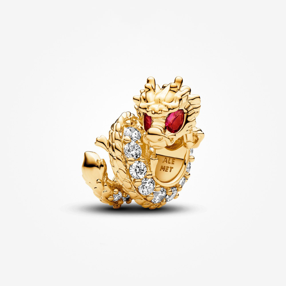 レア！PANDORA ドラゴン ダングル　チャーム　14K ＆ 925 Pandora 14K Gold Plated Chinese Year of the Dragon Charm | Pandora