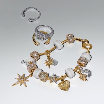 Pandora 14K Gold-Plated Sparkling Crossover Star Charm | Pandora
