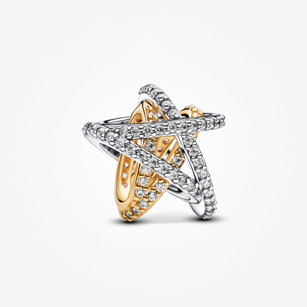 Pandora 14K Gold-Plated Sparkling Crossover Star Charm | Pandora