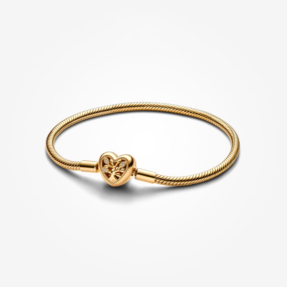 Pandora 14K Gold-Plated Family Tree Heart Clasp Snake Chain