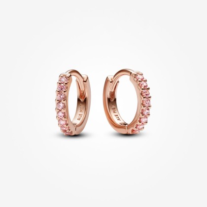 Pandora 14K Rose Gold-Plated Sparkling Pink Huggie Hoop Earrings ...