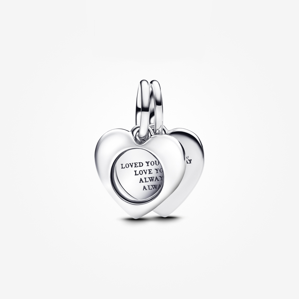 Pandora Engravable Heart Magnifying Glass Double Dangle Charm