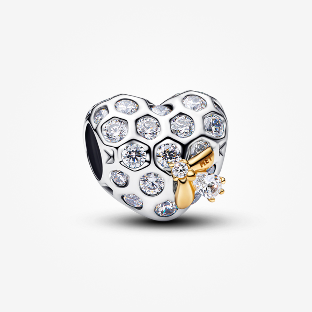 Pandora x Bridgerton 14K Gold Plated Honeycomb & Bee Heart Charm