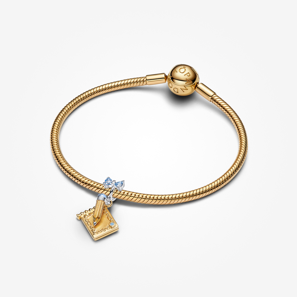 Pandora x Bridgerton 14K Gold Plated Dance Card & Pencil Dangle