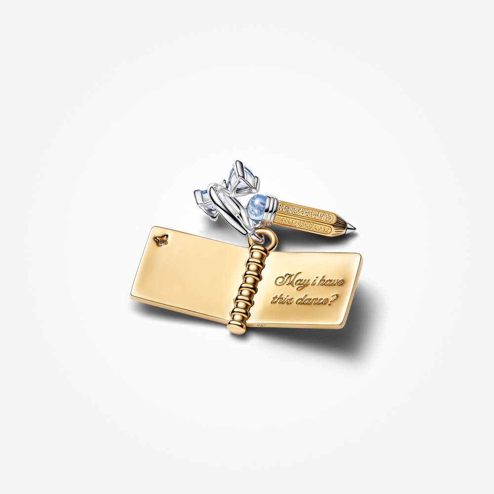 Pandora x Bridgerton 14K Gold Plated Dance Card & Pencil Dangle