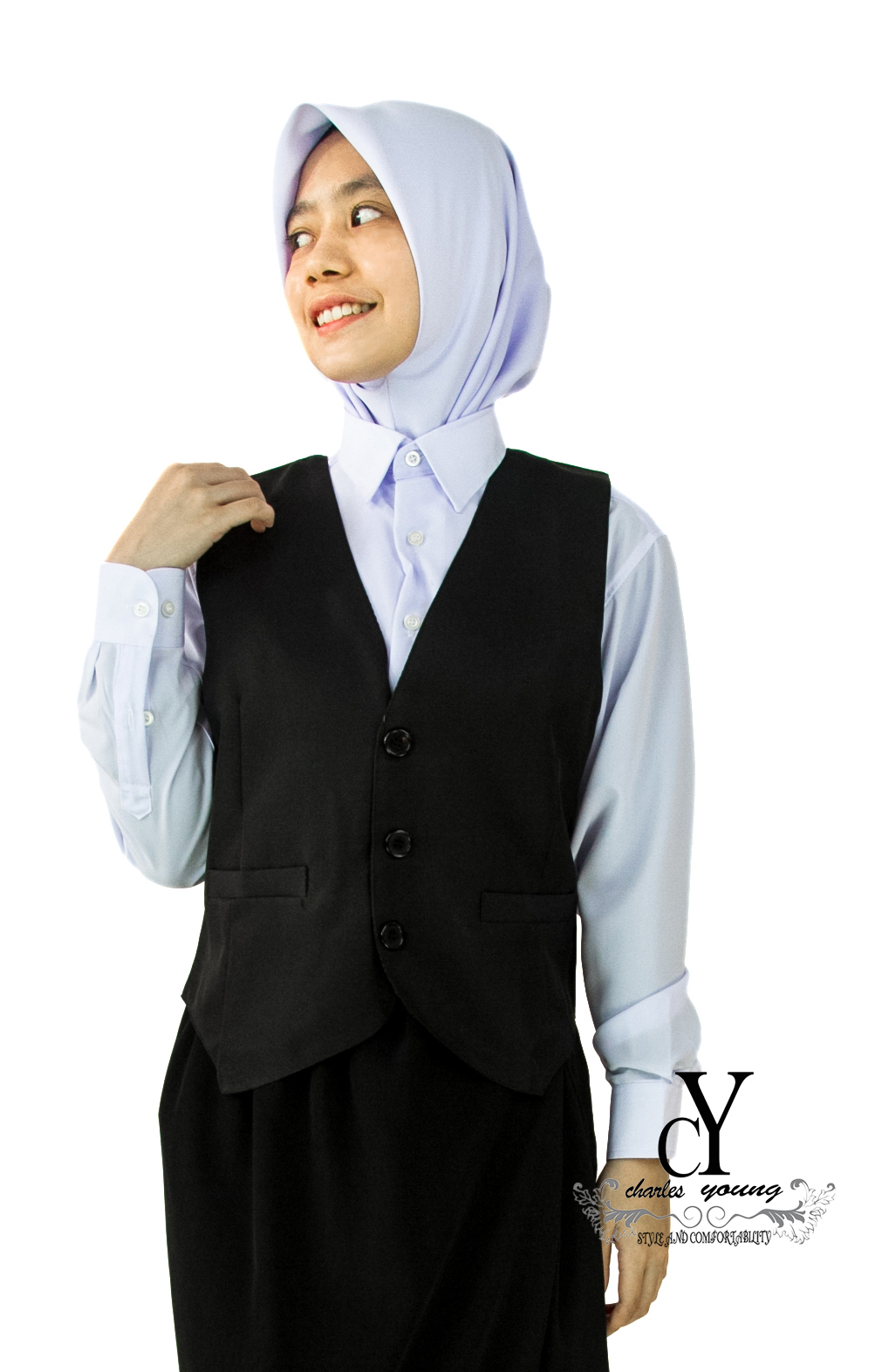 CY 122017 ( BLACK ) PAKAIAN VEST SEKOLAH HITAM