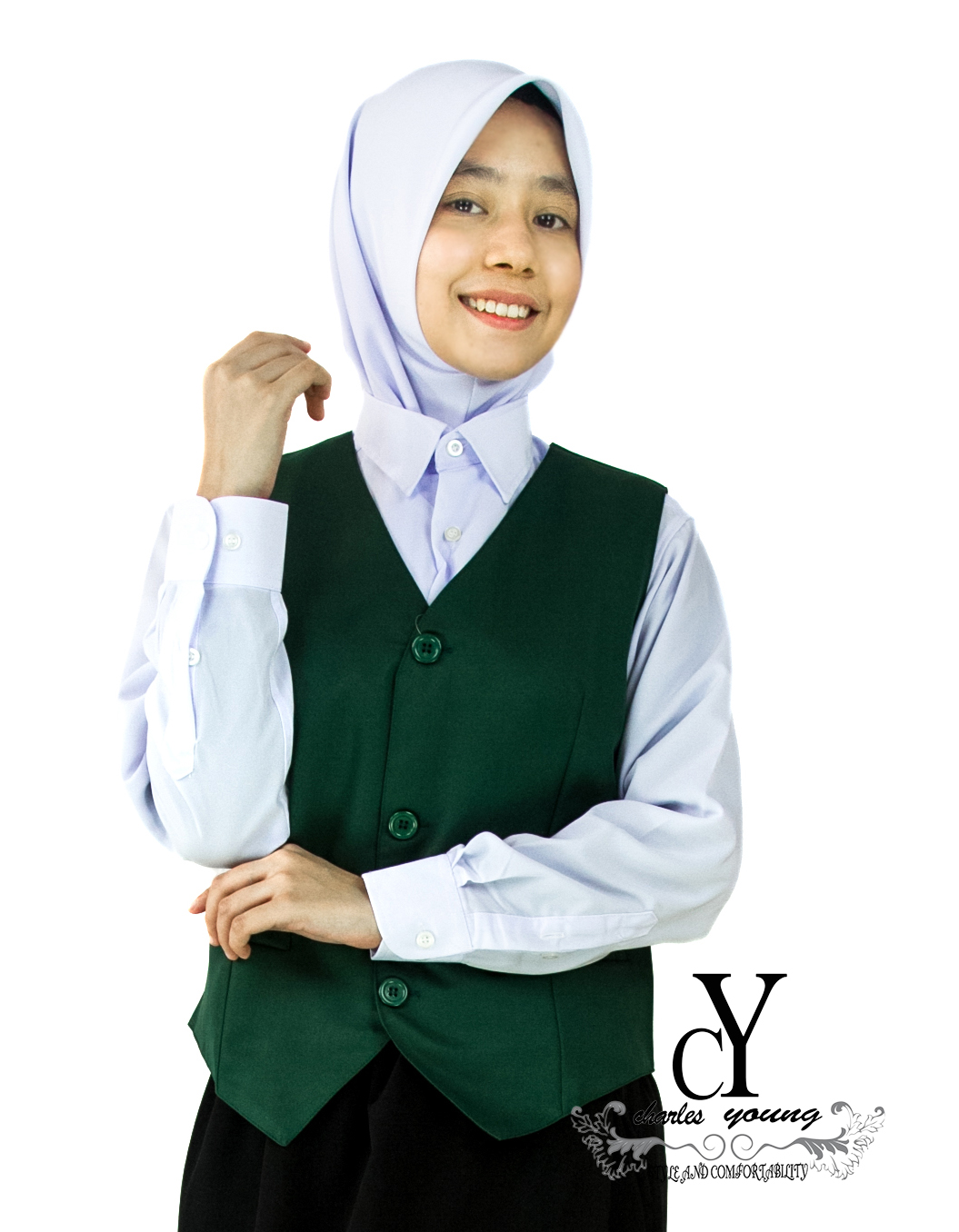 CY 122017 ( GREEN ) PAKAIAN VEST SEKOLAH HIJAU