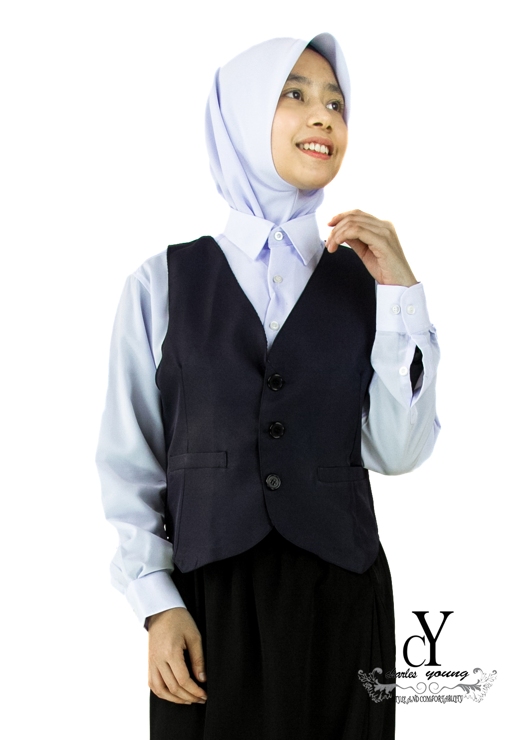 CY 122017 ( DARK BLUE ) PAKAIAN VEST SEKOLAH BIRU