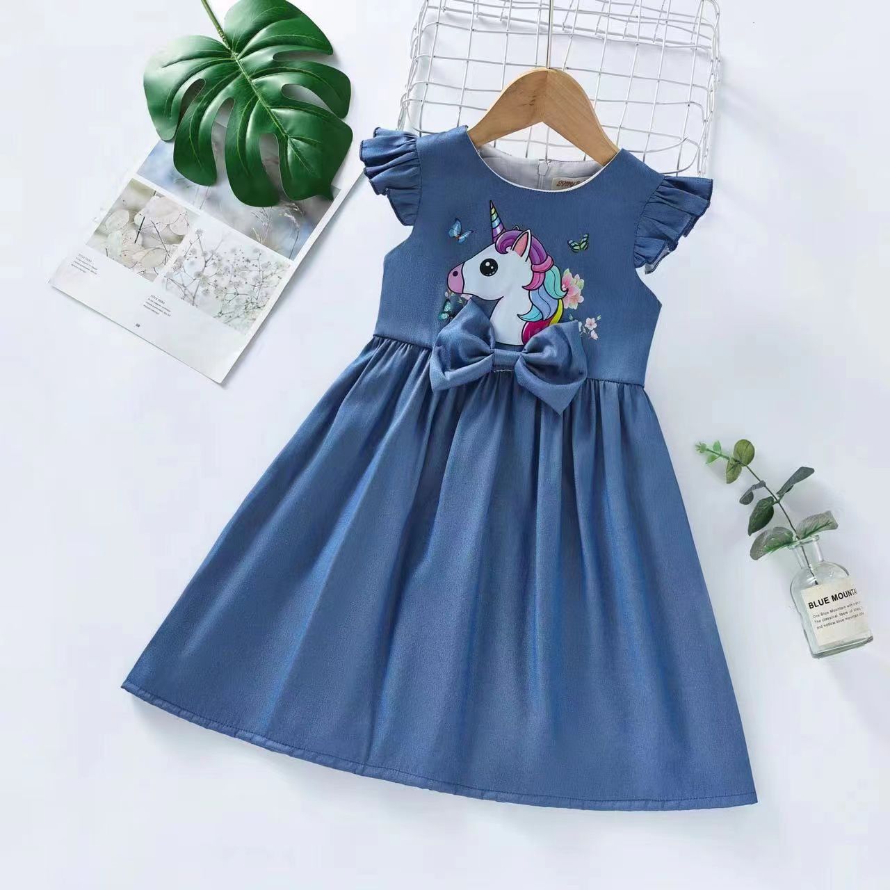 CY 2133 Unicorn Jeans Dress For Kids