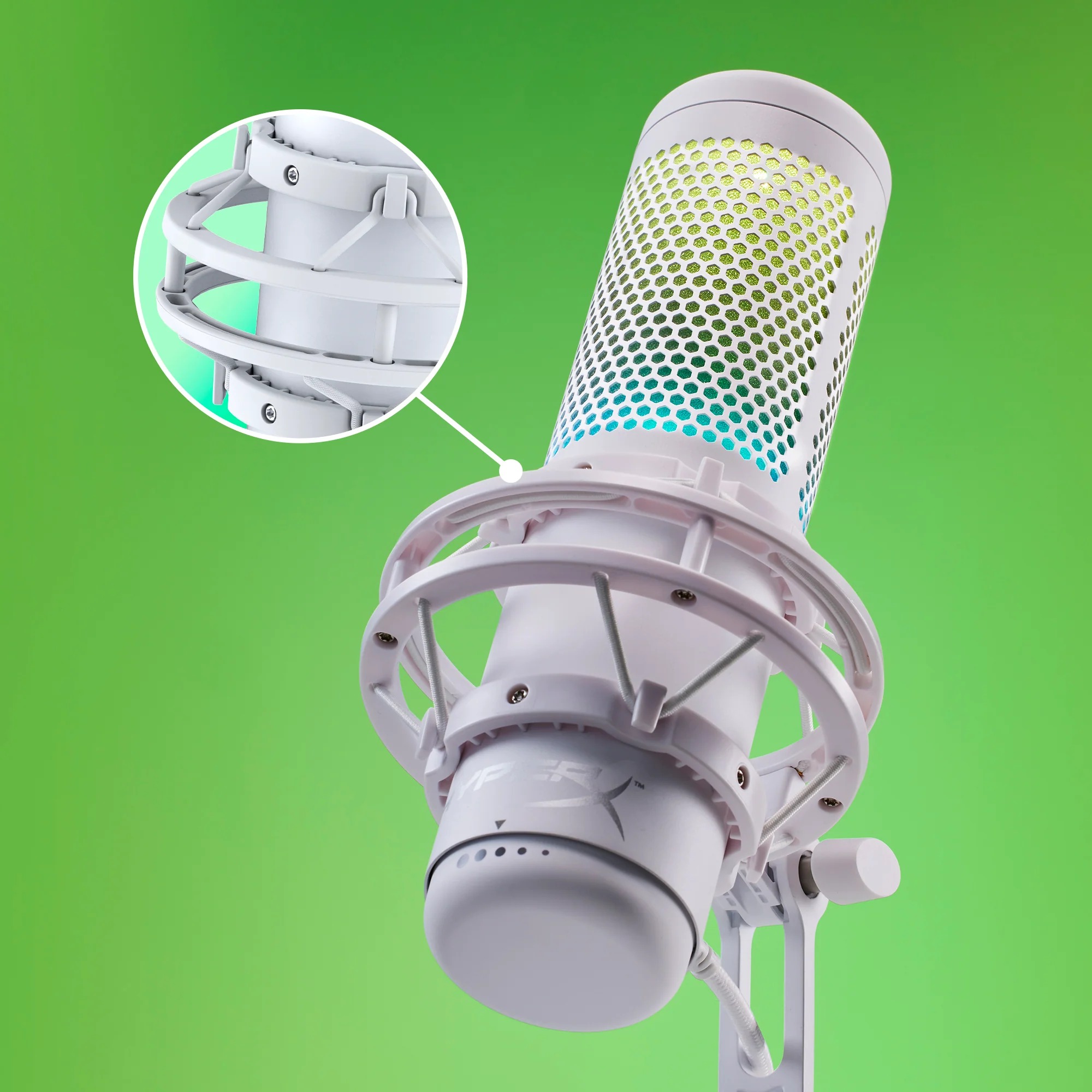 HYPERX QUADCAST S STANDALONE RGB MICROPHONE - WHITE | PC Image E
