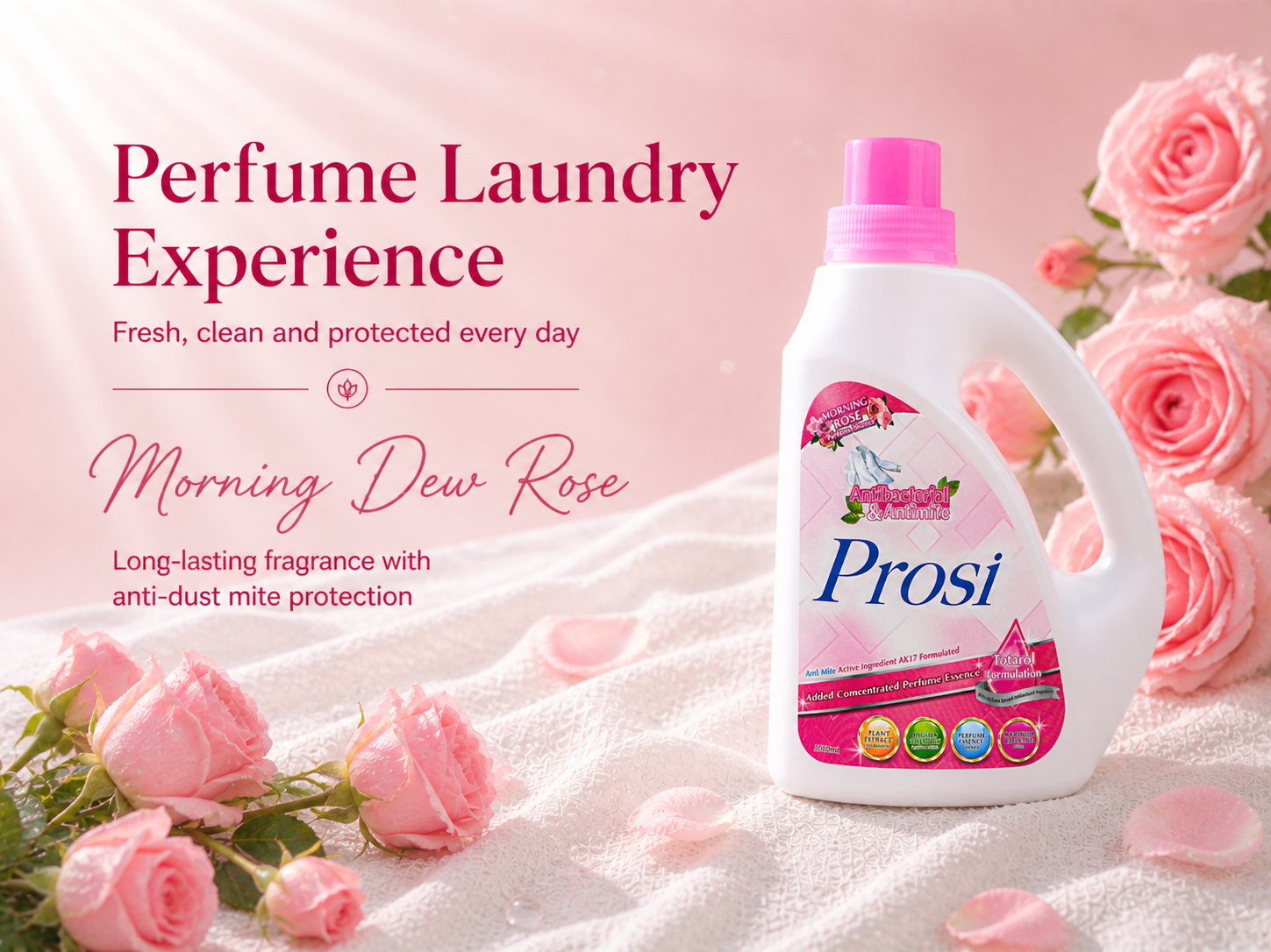 Prosi Anti-Mite Antibacterial Perfumed Laundry Detergent – Rose (2000ml ...