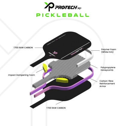 Protech XP PIckleball Paddle - VALOR PRO (T700 Raw Carbon)(16mm