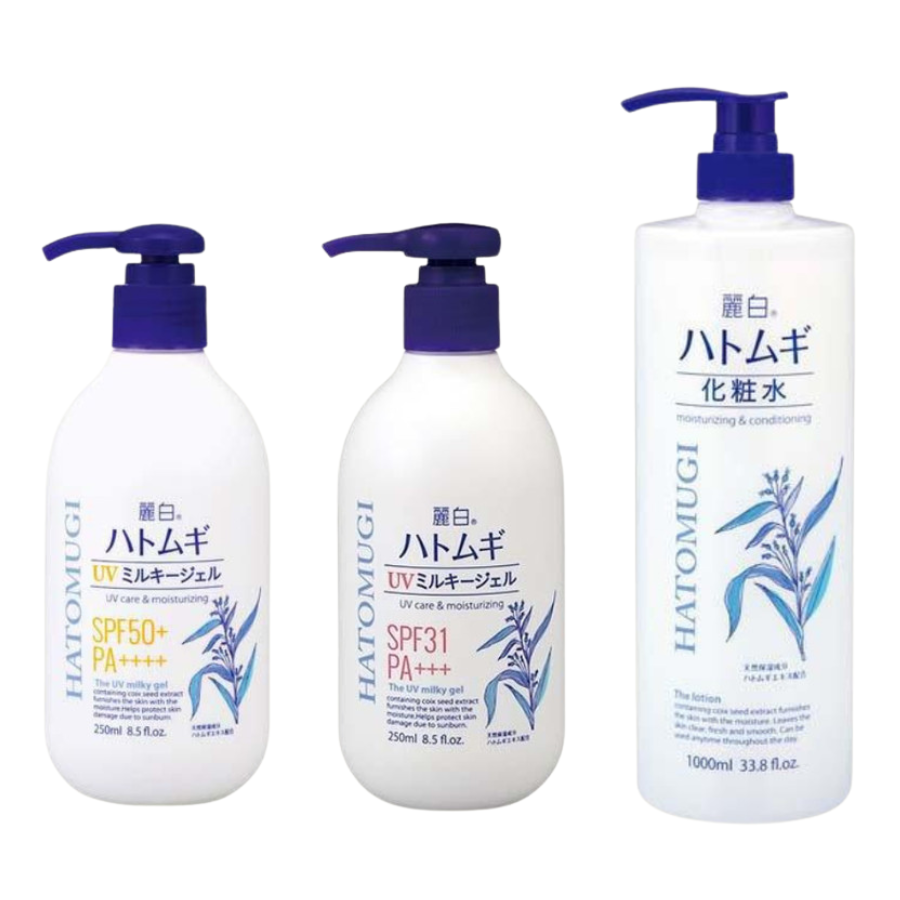 KUMANO Reihaku Hatomugi Cleanser/Lotion/UV Milky Sunscreen Series