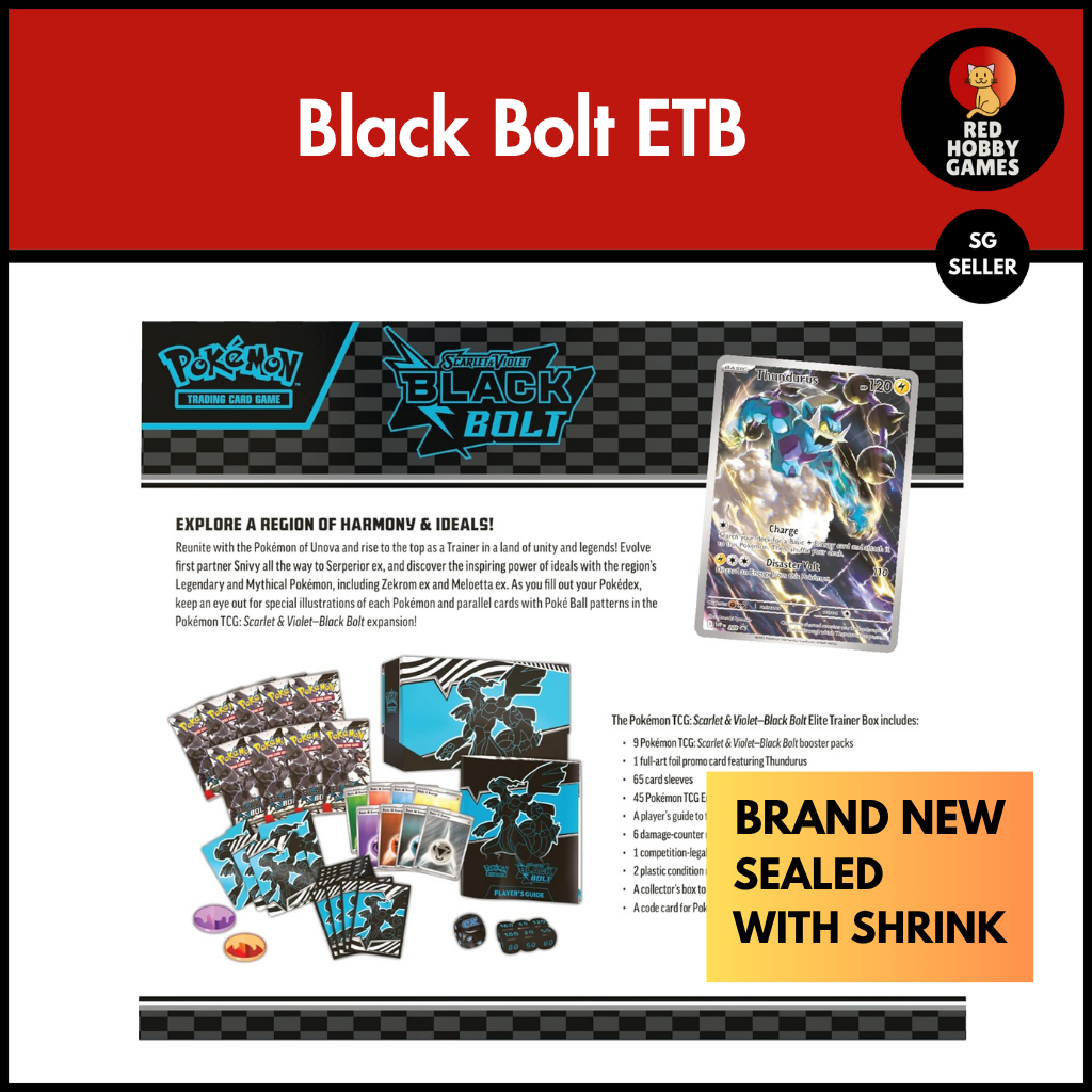 POKEMON SCARLET & VIOLET BLACK BOLT ELITE TRAINER BOX | 2025 | ENGLISH EDITION | Red Hobby Games POKEMON SCARLET & VIOLET BLACK BOLT ELITE TRAINER BOX | 2025 | ENGLISH EDITION | Red Hobby Games