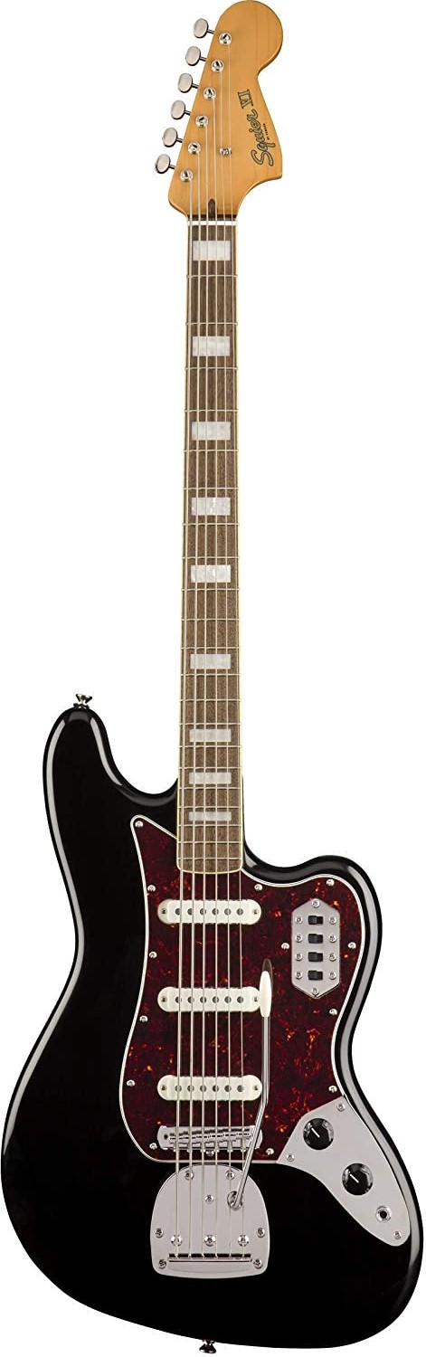 Squier Classic Vibe Bass VI Electric Guitar, Laurel FB, Black