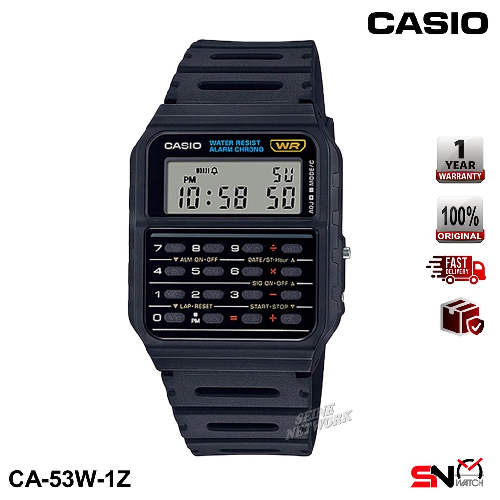 Casio Calculator Watch CA-53W CA-53WF Digital Resin Band Unisex Watch Jam Tangan Unisex