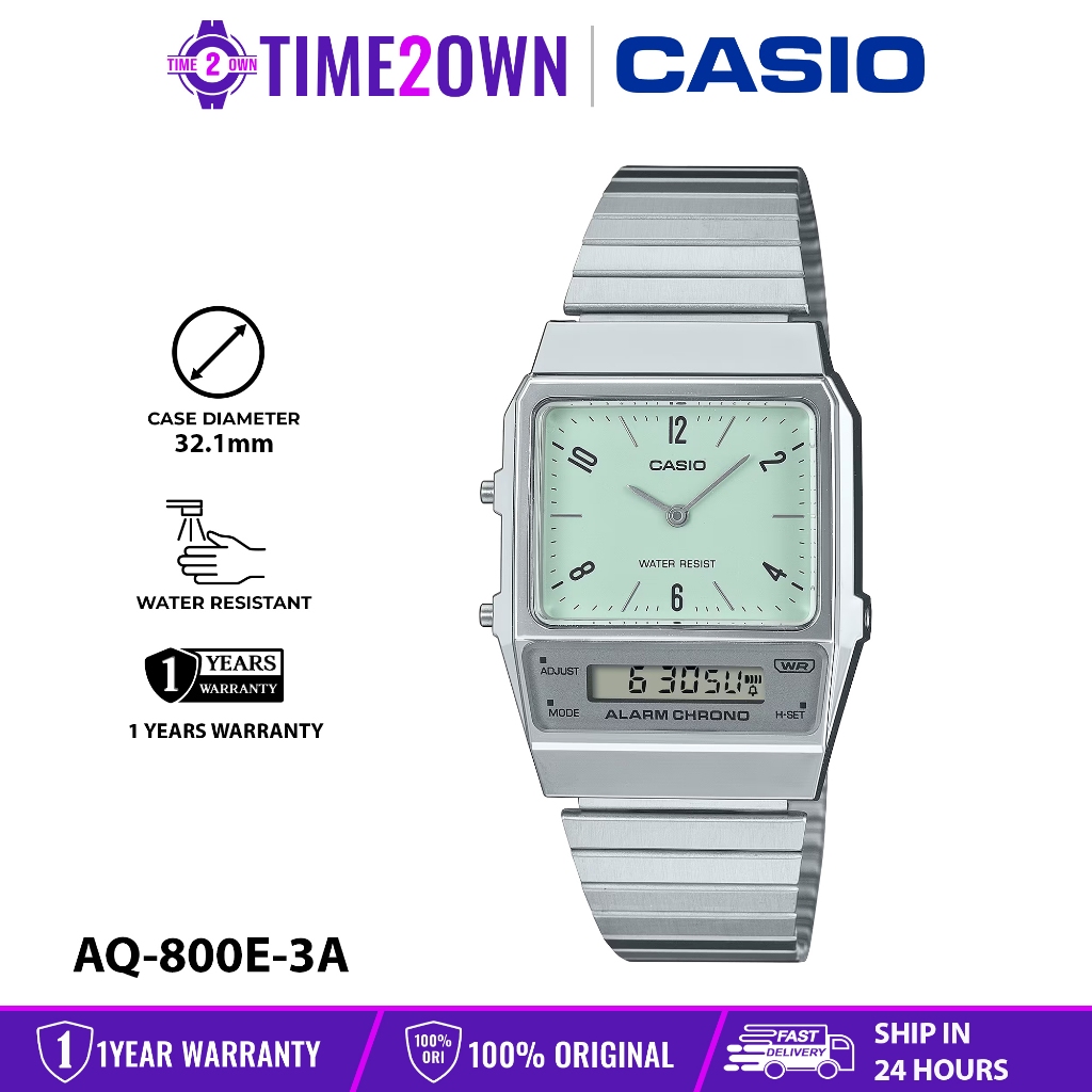 CASIO AQ-800E AQ-800EB AQ-800EC AQ-800ECGG AQ-800EG Analog Digital Watch Stainless Steel Band Water 