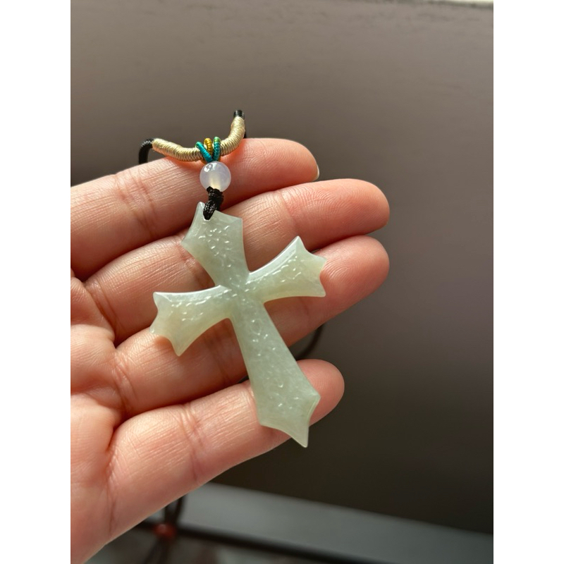 森豆翡翠】翡翠十字架吊坠绳Jadeite Cross Pendant Cord Necklace