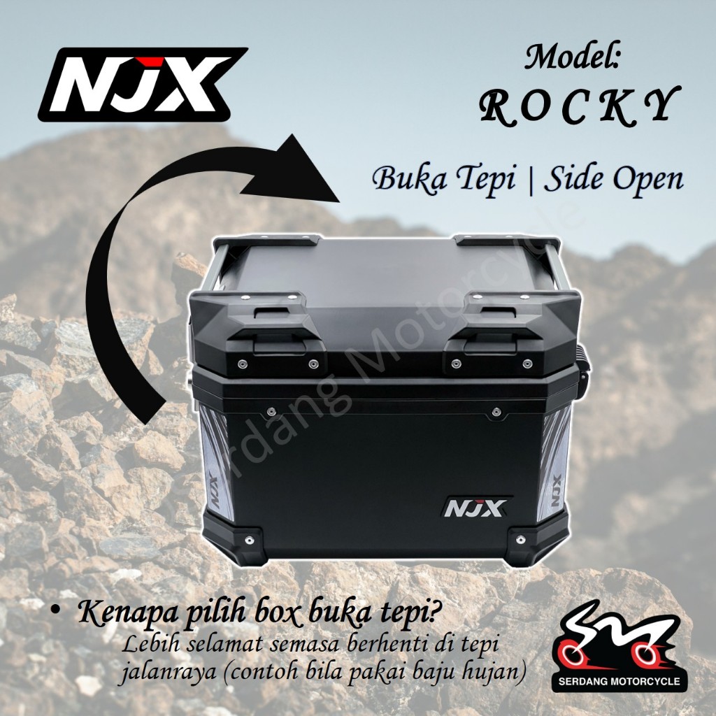 NJX ROCKY Side Open Plastic Top Box PR1F | Serdang Motorcycle