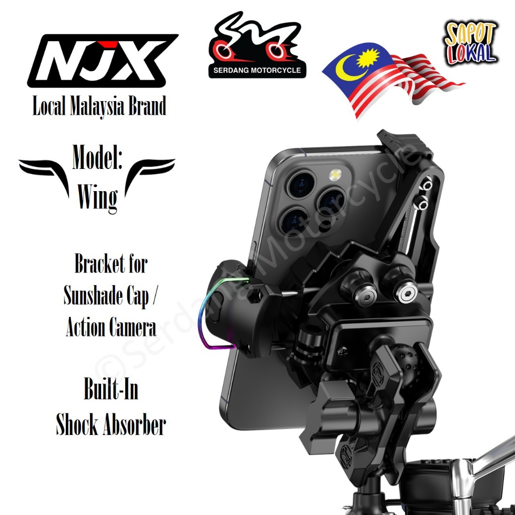 NJX NPH04 Phone Holder Wing | Serdang Motorcycle