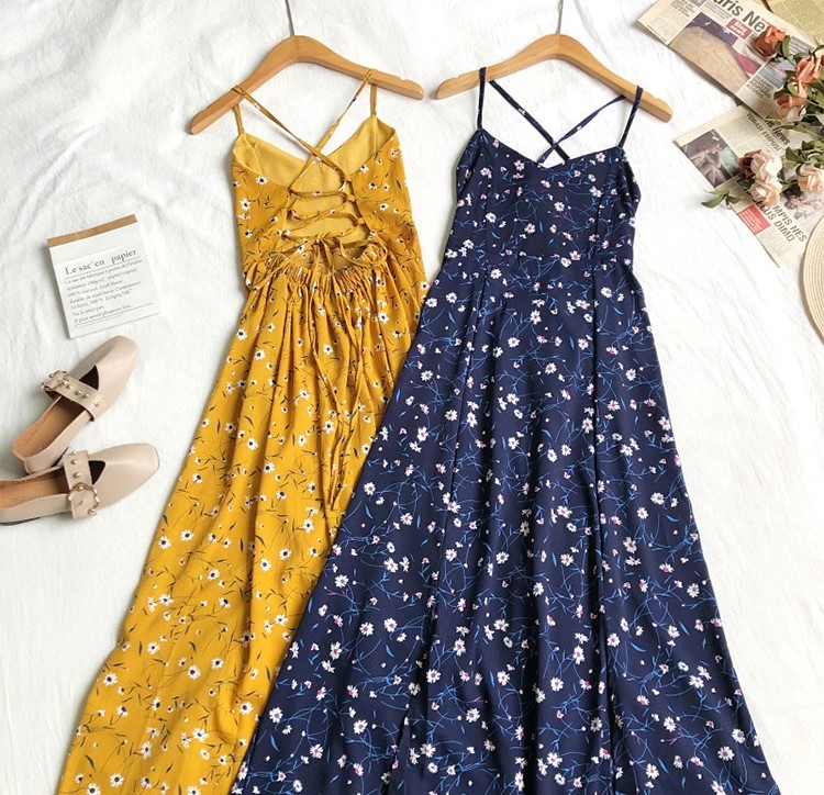 korean beach dress Tavimart Woman Beach Party One Piece Dress Korean Casual Slim Vintage –  tavimart main image 0