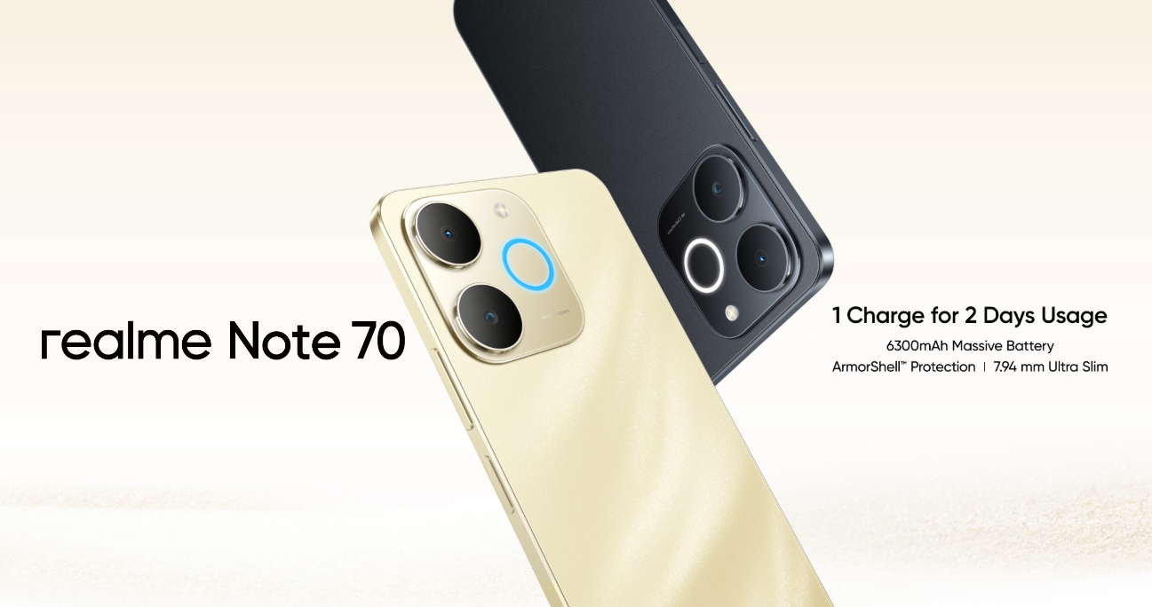 Realme Note 70 (RMX5313)(6GB 128GB)(Beach Gold) | Shining e
