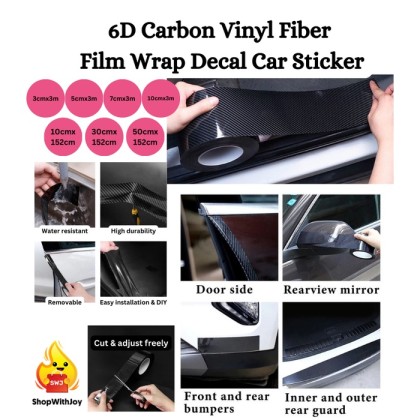 6D Carbon Fiber Sticker Carbon Vinyl Sticker Film Wrap Decal Car ...
