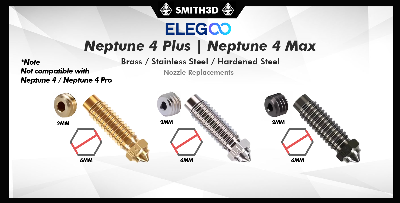 Elegoo neptune 4 plus / neptune 4 max spare parts, spare nozzle for neptune 4 plus neptune 4 max 0.4mm 0.6mm 0.8mm