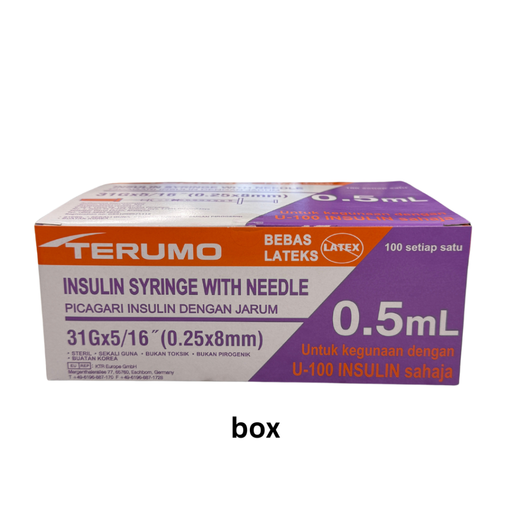 Terumo Insulin Syringe With Needle 0.5ML/1ML (27G/29G/31G) 100PCS -BOX