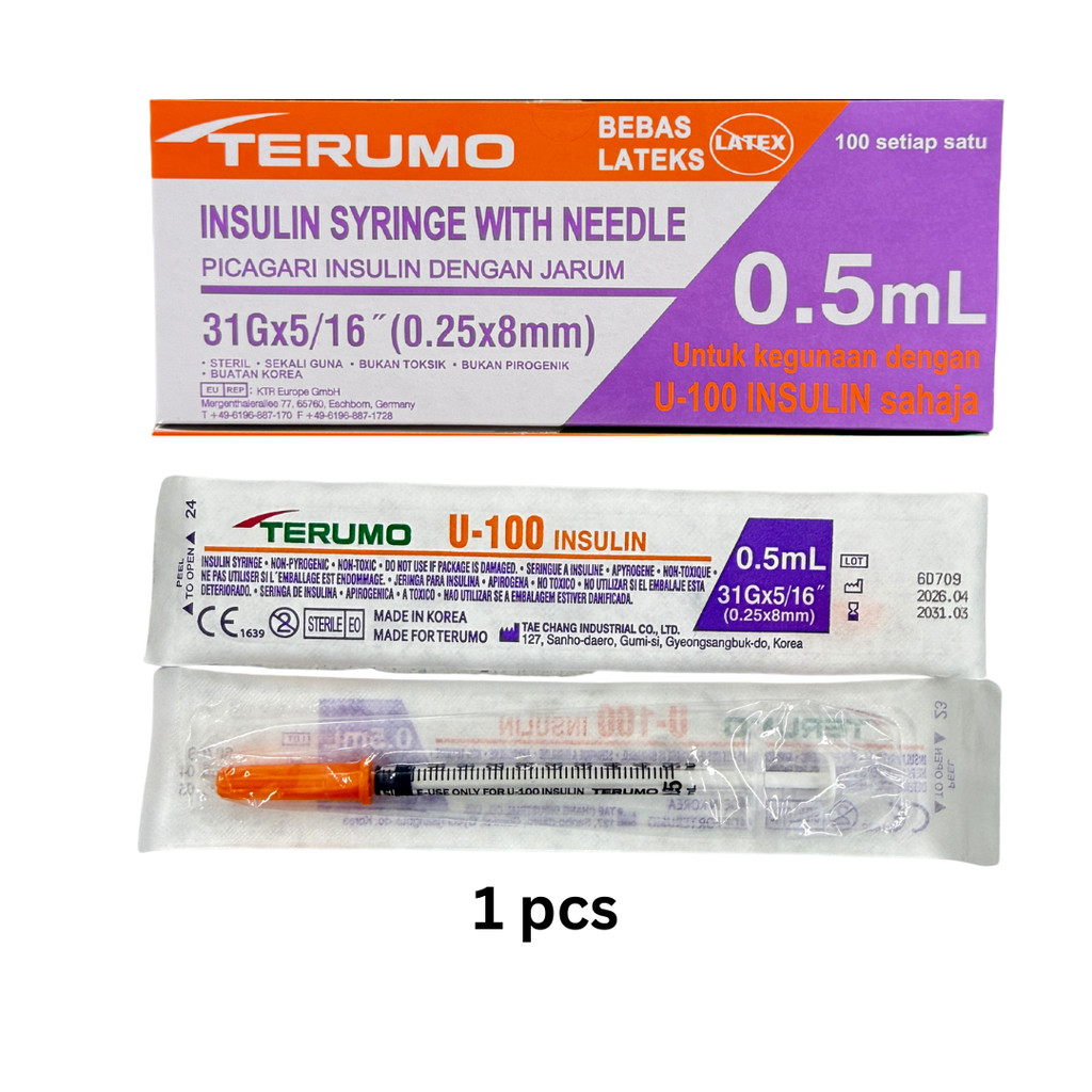 Terumo Insulin Syringe With Needle 0.5ML/1ML (27G/29G/31G/30G) -1pcs