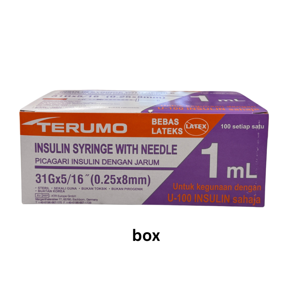 Terumo Insulin Syringe With Needle 0.5ML/1ML (27G/29G/31G) 100pcs - BOX