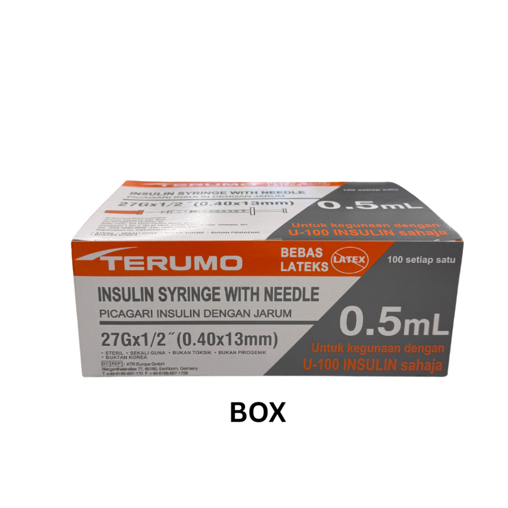 Terumo Insulin Syringe With Needle 0.5ML/1ML (27G/29G/31G) 100pcs - BOX