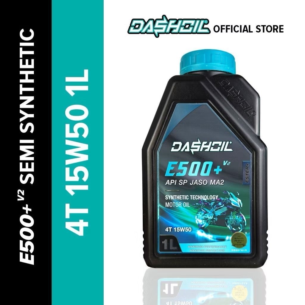 DASHOIL E500+ E600+ E700+ E900+ 10W50 1Liter ESTER+V2 Formula Baru 4T Minyak Hitam Pelincir Motorsik