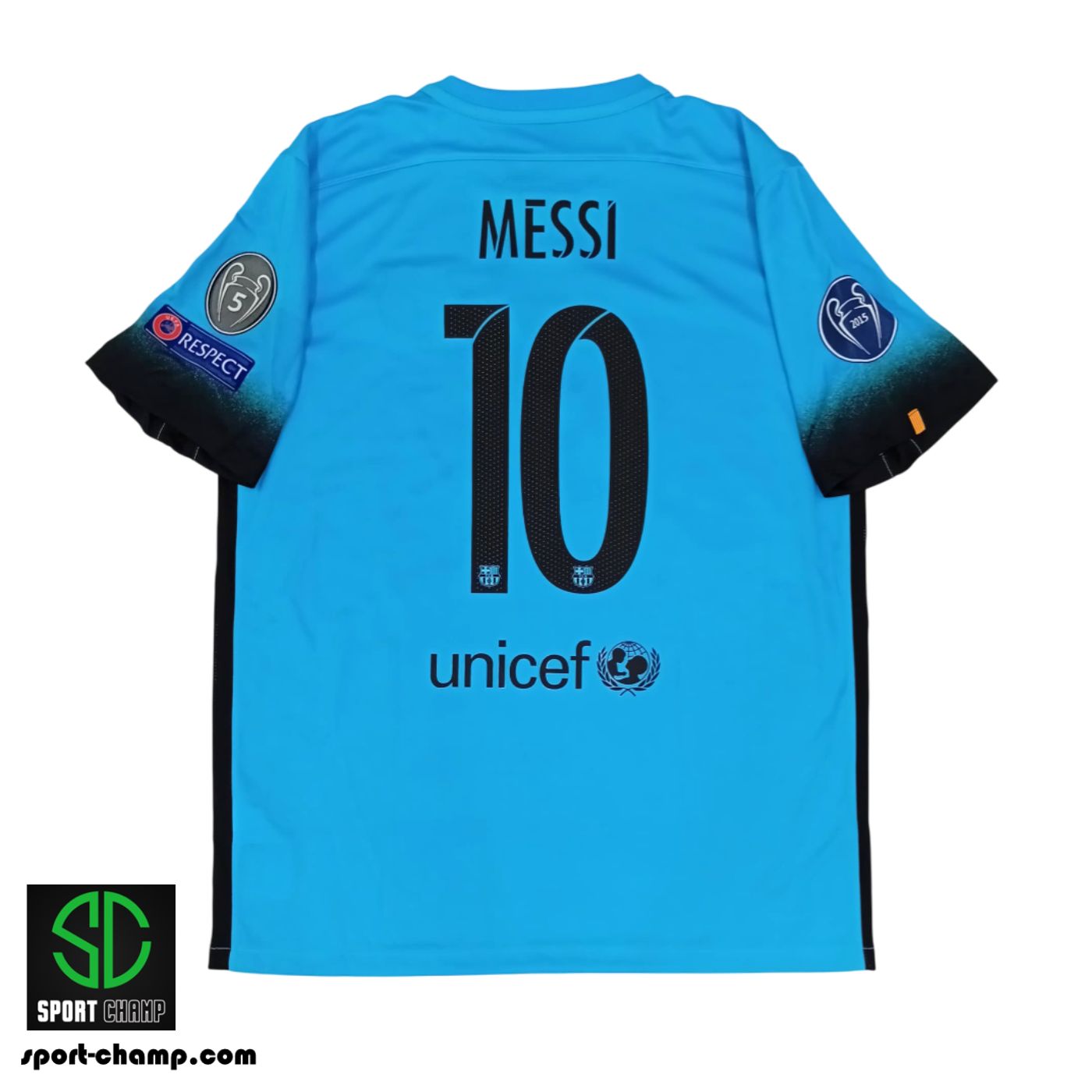 NIKE FC BARCELONA 2015/16 THIRD SHIRT WITH MESSI 10 AND UCL FULL