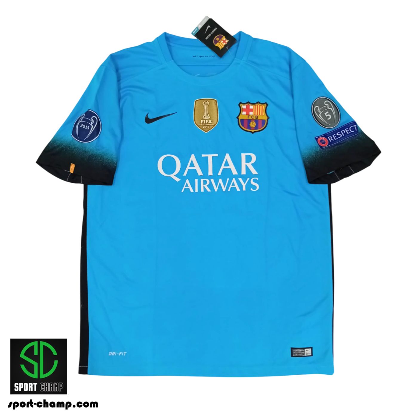 NIKE FC BARCELONA 2015/16 THIRD SHIRT WITH MESSI 10 AND UCL FULL